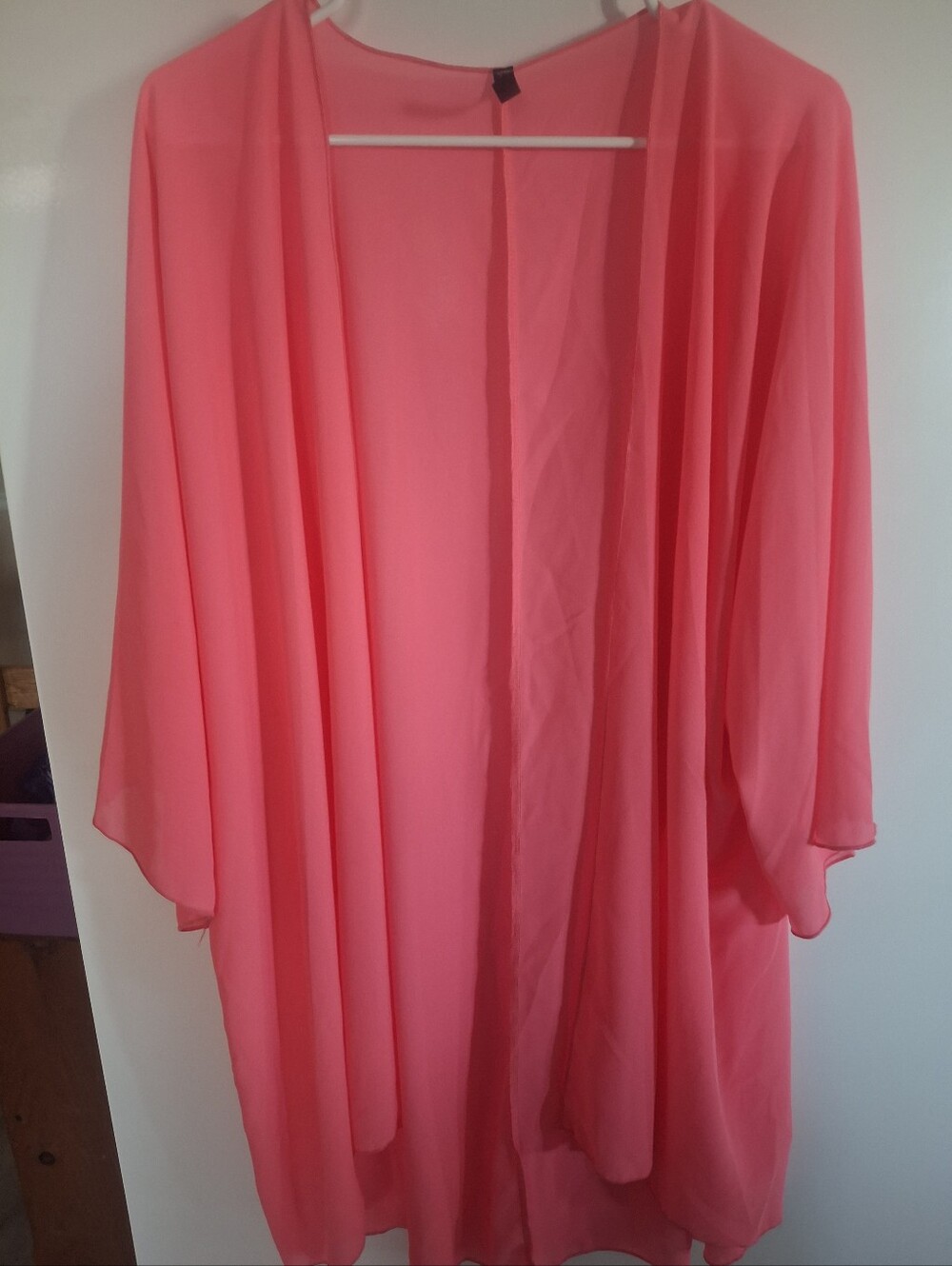 Source Unknown Coral Pink Sheer Open Front Tunic